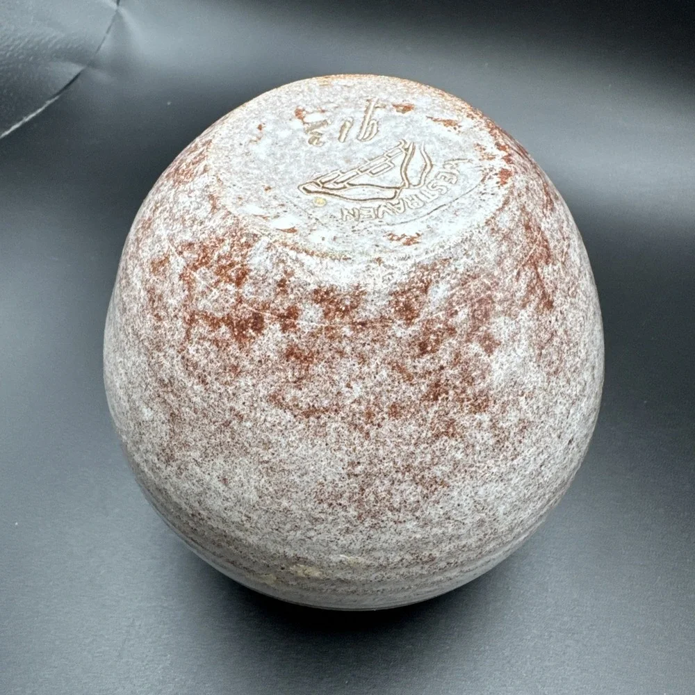 Westraven Art Pottery Vase Ribbed Gray Rust 913 Holland Midcentury Modern‎ Vtg